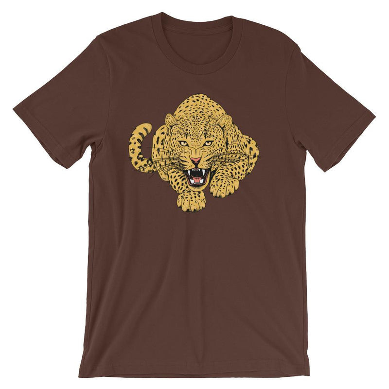 wild cat crouching leopard comfy unisex tee shirt