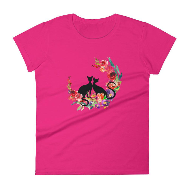 Floral Cat 'Loyalty' Women's Short Sleeve T-Shirt