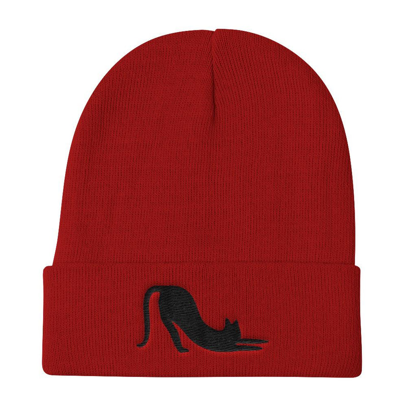 Yoga Cat 'Black Cat Stretch' Knit Beanie