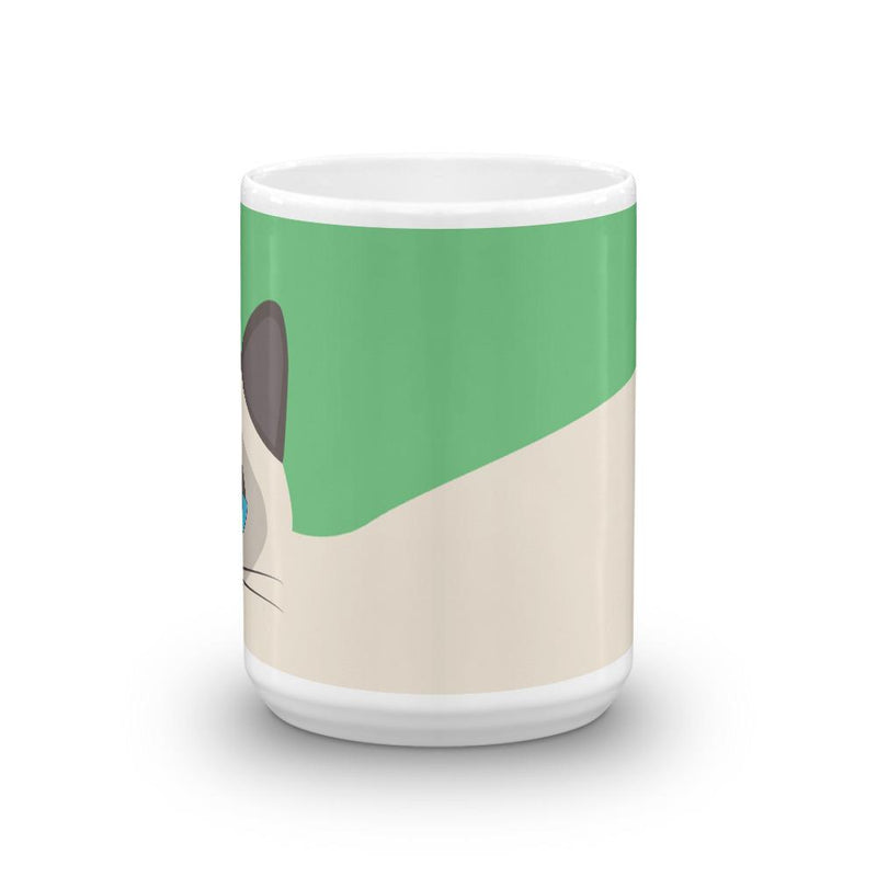 Inscrutable Cat Siamese Cat Green Mug Middle in 15oz