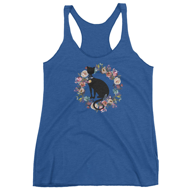 Floral Cat 'In Loving Memory Dusty Blue and Rose' Women's Tank Top