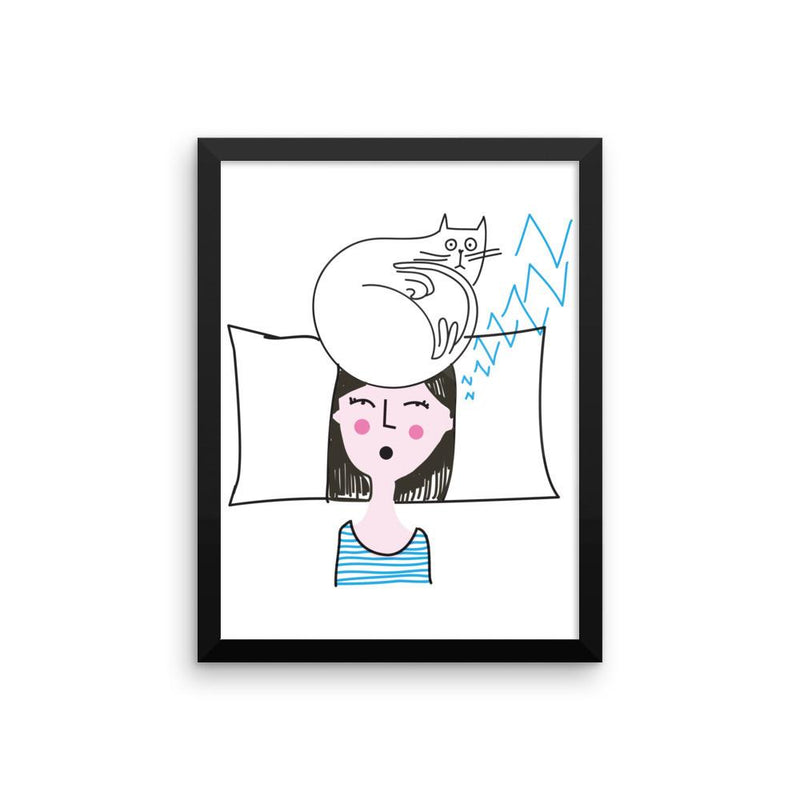 Rascal Cat 'Alarm Clock' Framed Matt Poster