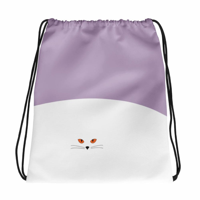 Inscrutable Cat Juicy Fruity Damson Drawstring bag in Back View