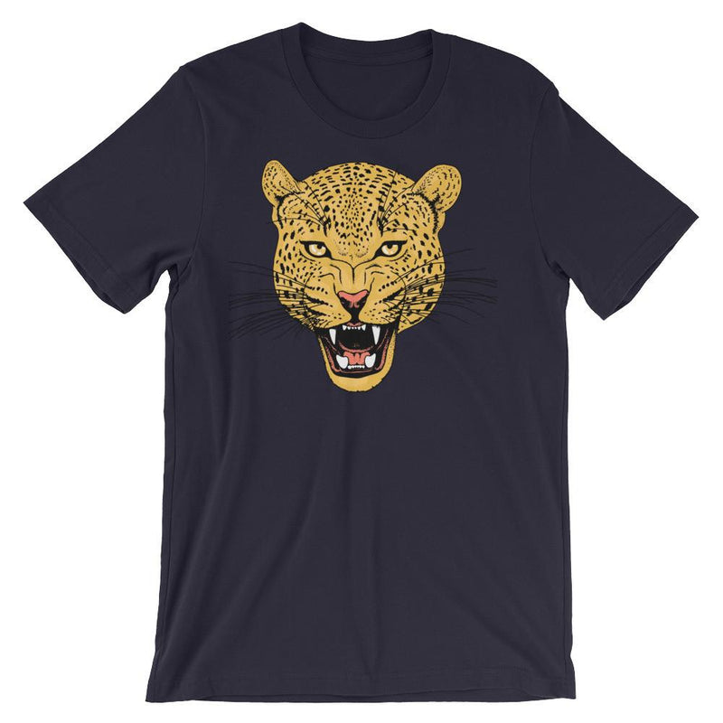 wild cat roaring leopard comfy unisex tee shirt