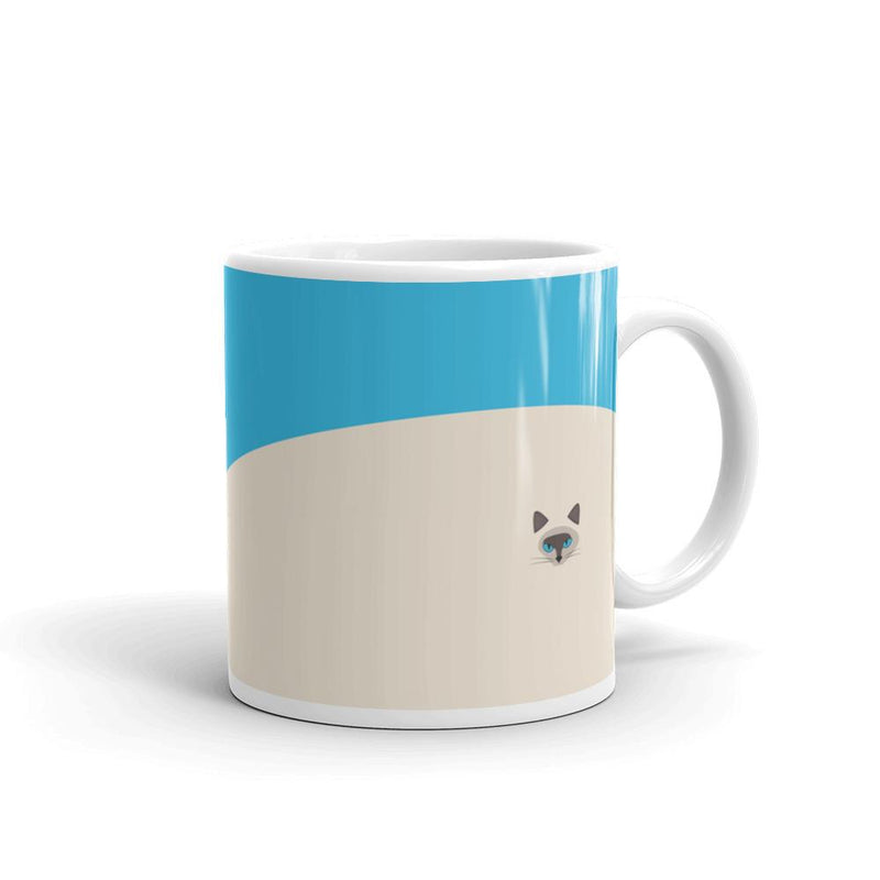 Inscrutable Cat Siamese Cat Blue Mug Left Side in 11oz