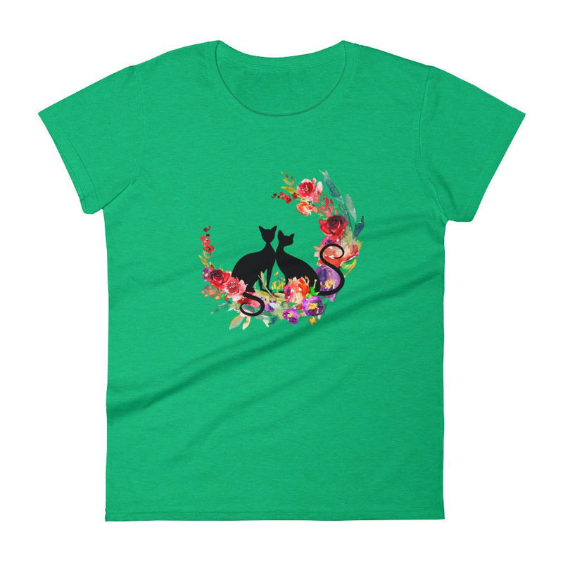 Floral Cat 'Loyalty' Women's Short Sleeve T-Shirt