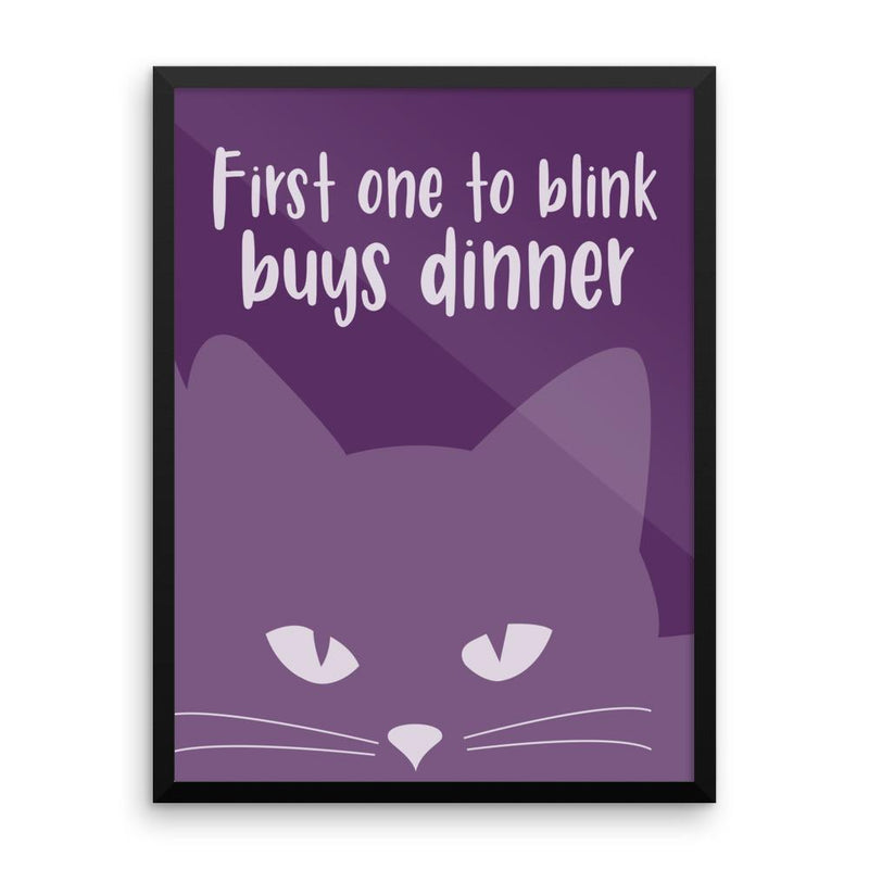 Inscrutable Cat 'Blink Purple' Framed Matt Poster