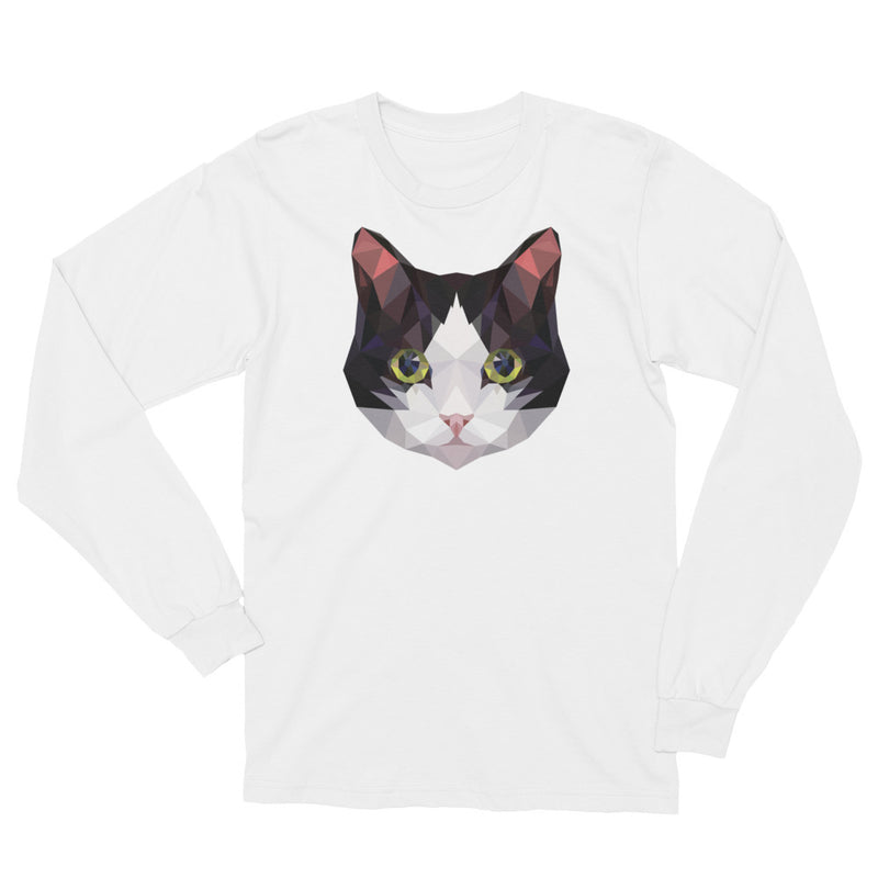 Color-Me Cat Tuxedo Unisex Long Sleeve T-Shirt in White