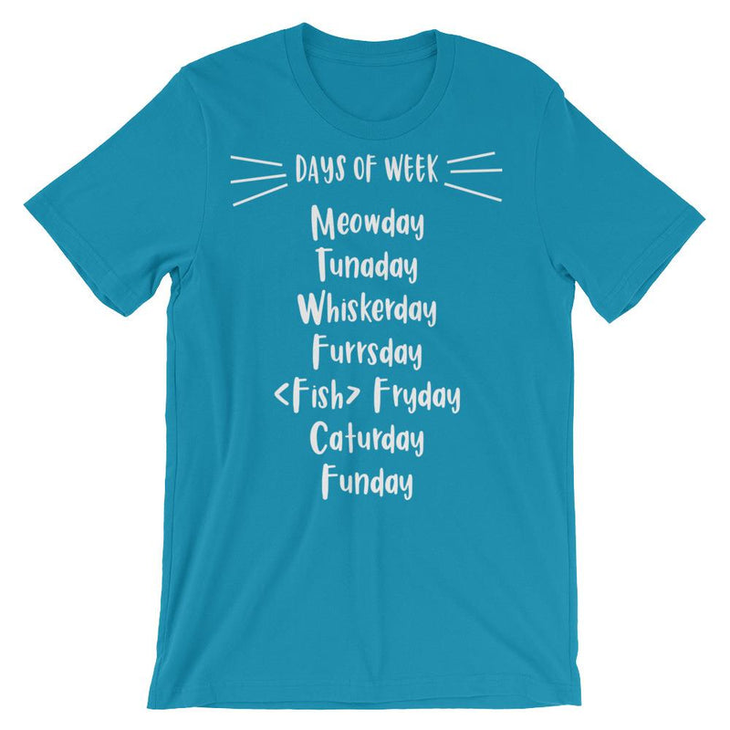 Wordy Cat 'Days of Week' Unisex Short Sleeve T-Shirt