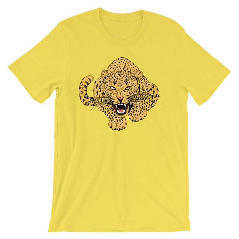 wild cat crouching leopard comfy unisex tee shirt