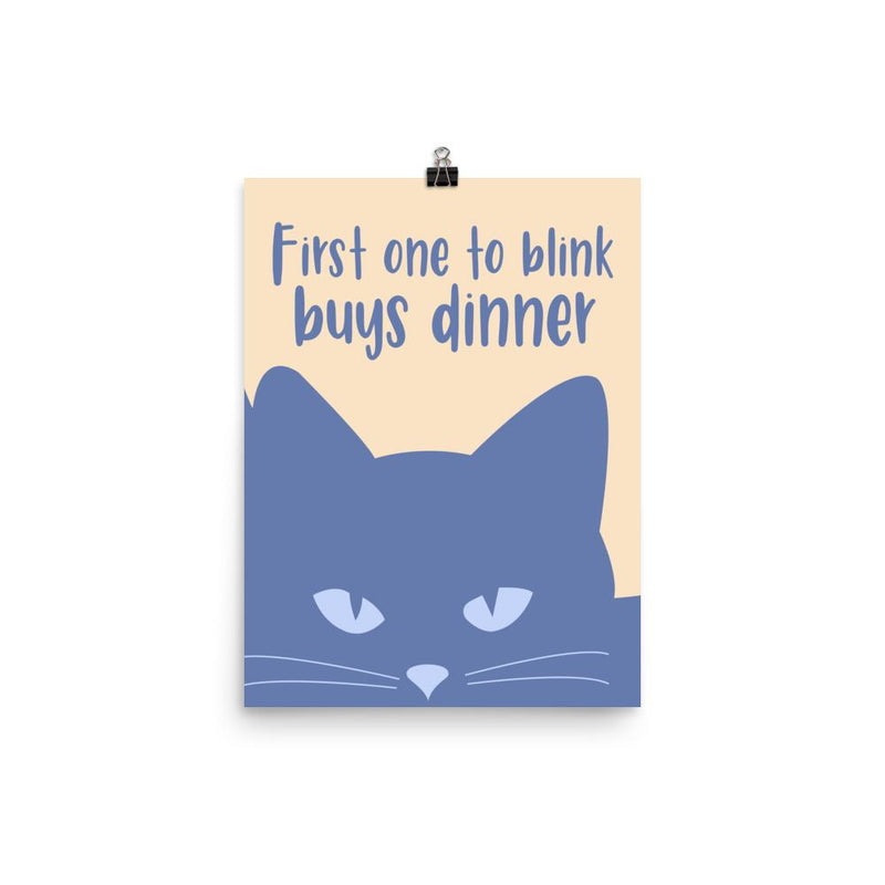 Inscrutable Cat 'Blue Blink' Unframed Matt Poster