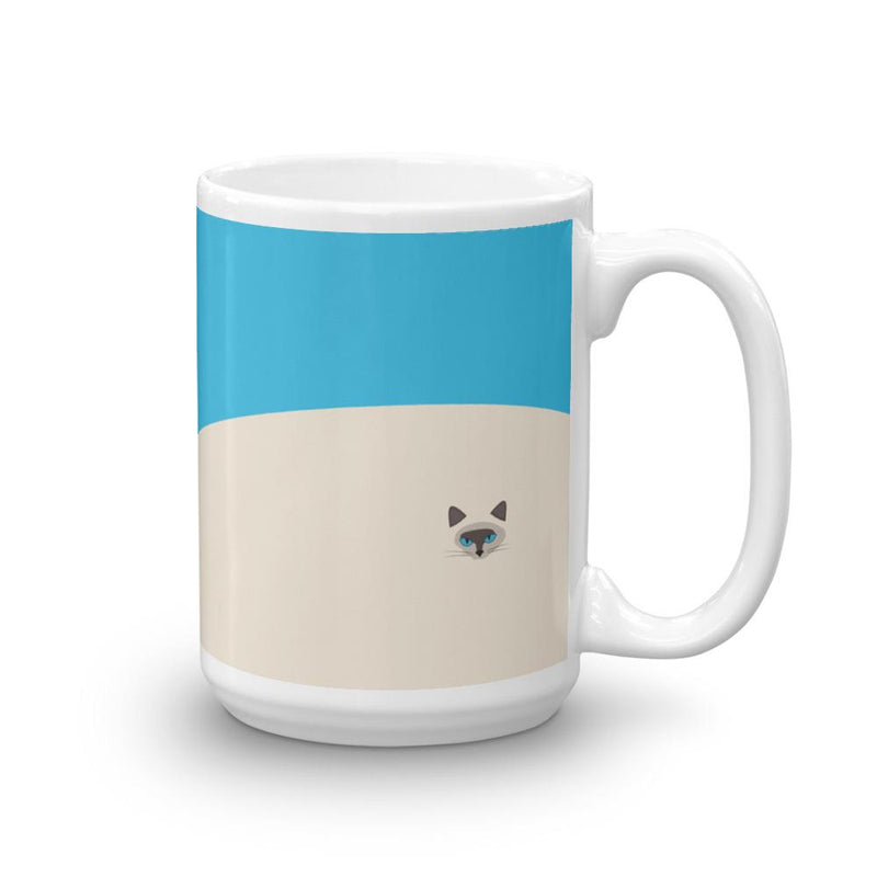 Inscrutable Cat Siamese Cat Blue Mug Left Side in 15oz
