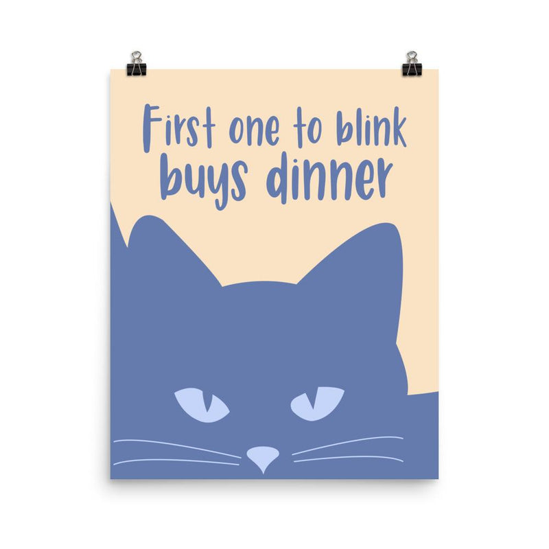 Inscrutable Cat 'Blue Blink' Unframed Matt Poster