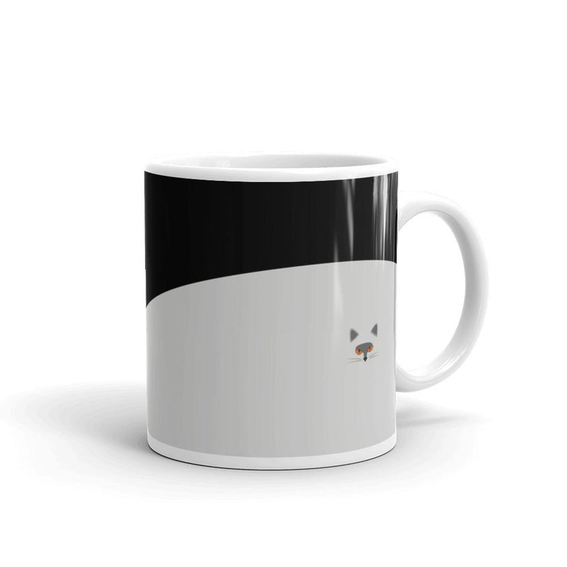 Inscrutable Cat Smoky Cat Black Mug in Left Side View 11oz