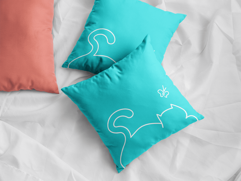 Minimalist Cat 'Recline' Square Pillows