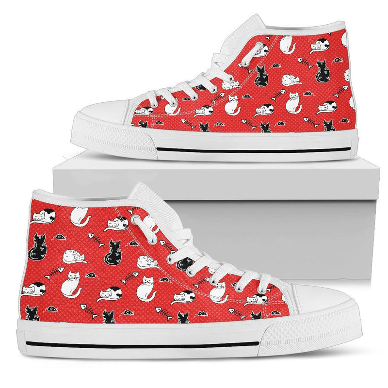 Pattern Cat 'Red Doodle' Ladies High Tops
