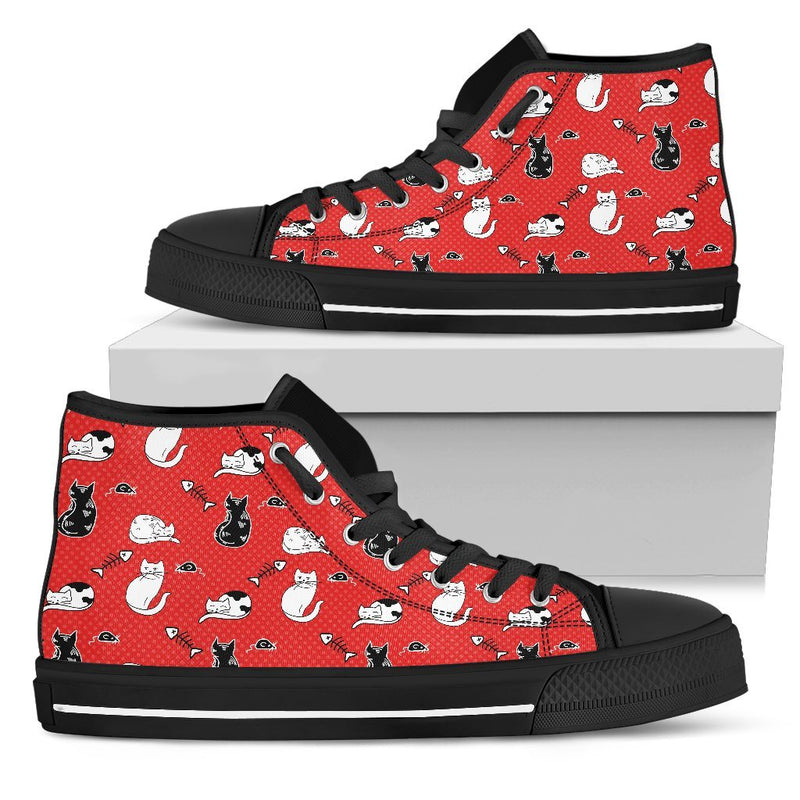 Pattern Cat 'Red Doodle' Ladies High Tops