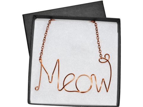 Wordy Cat Handmade Wire 'Meow' Necklace