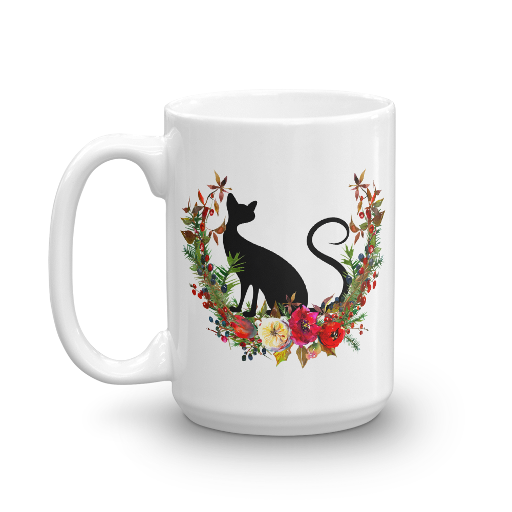 Floral Cat Best Cat Mug in Right View