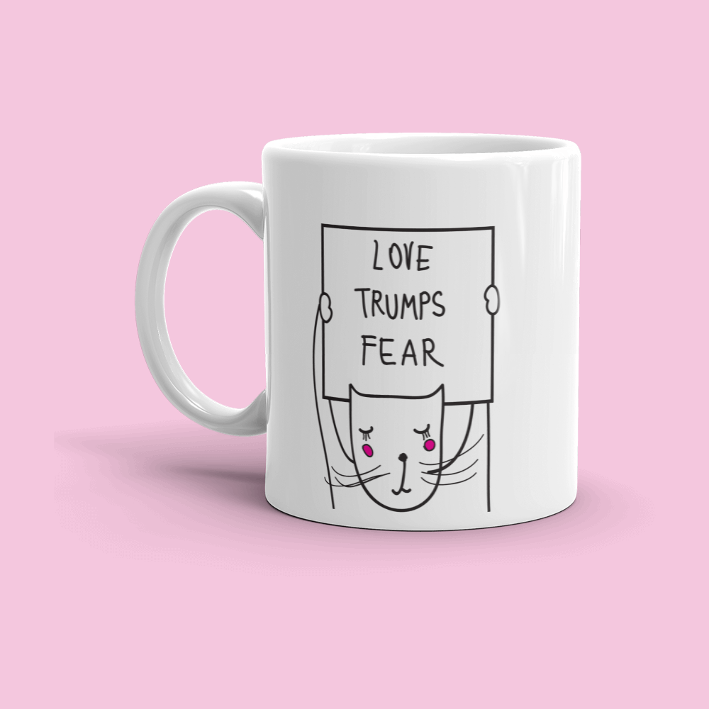Political Cat "Love Trumps' Mug