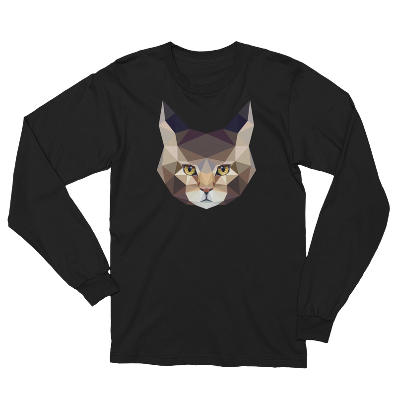 Color-Me Cat Maine Coon Unisex Long Sleeve T-Shirt in Black