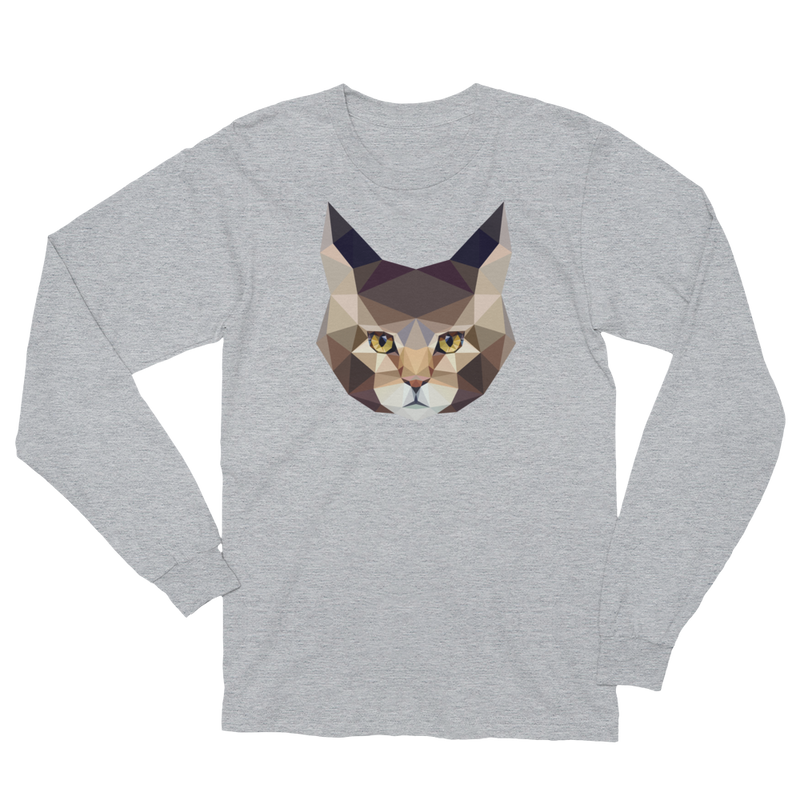 Color-Me Cat Maine Coon Unisex Long Sleeve T-Shirt in Gray
