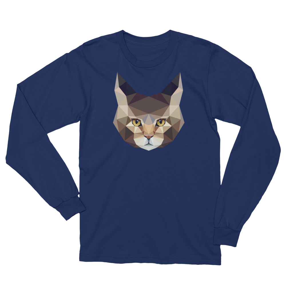 Color-Me Cat Maine Coon Unisex Long Sleeve T-Shirt in Navy