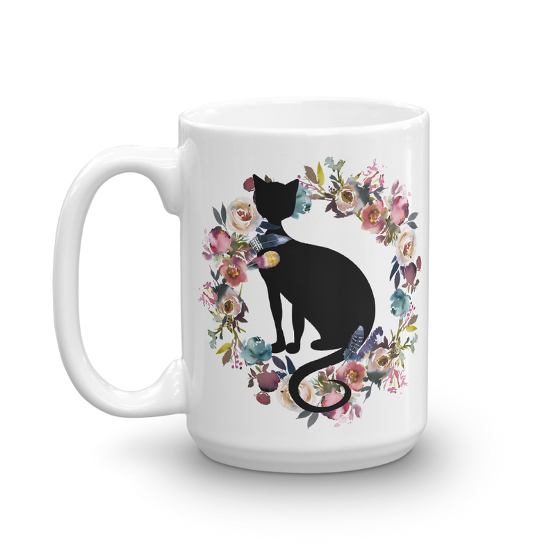 Floral Cat Most Loyal Cat Mug in Right View