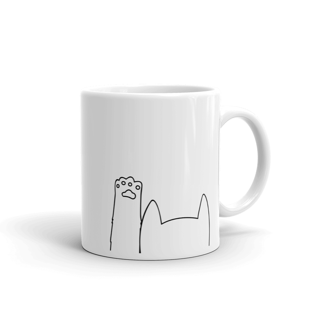 Minimalist Cat 'Hands Up' Simple Mug