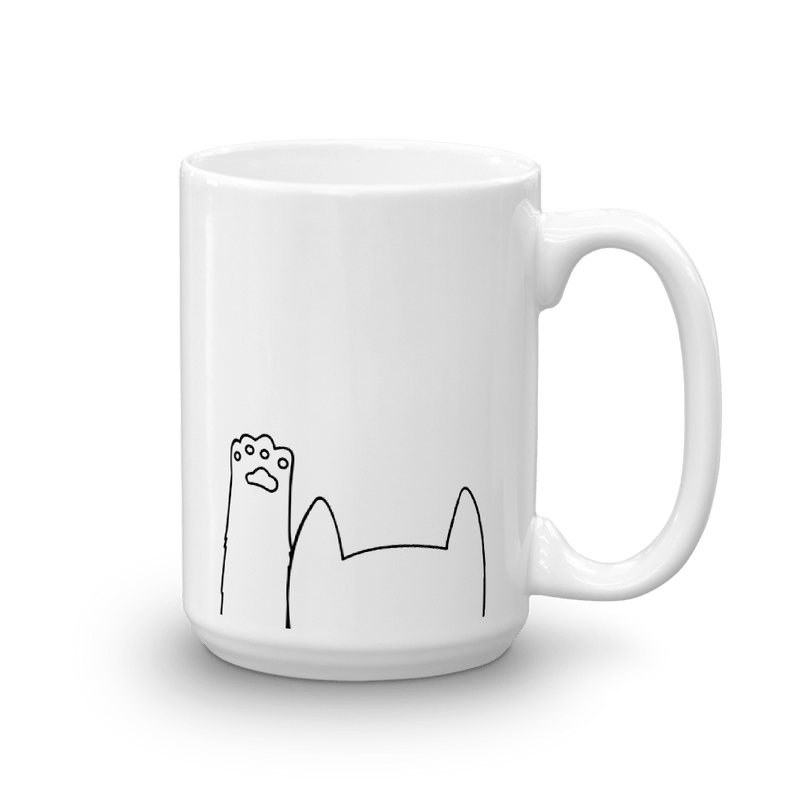 Minimalist Cat 'Hands Up' Simple Mug