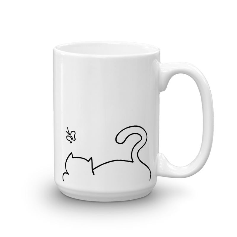 Minimalist Cat 'Relax' Simple Mug