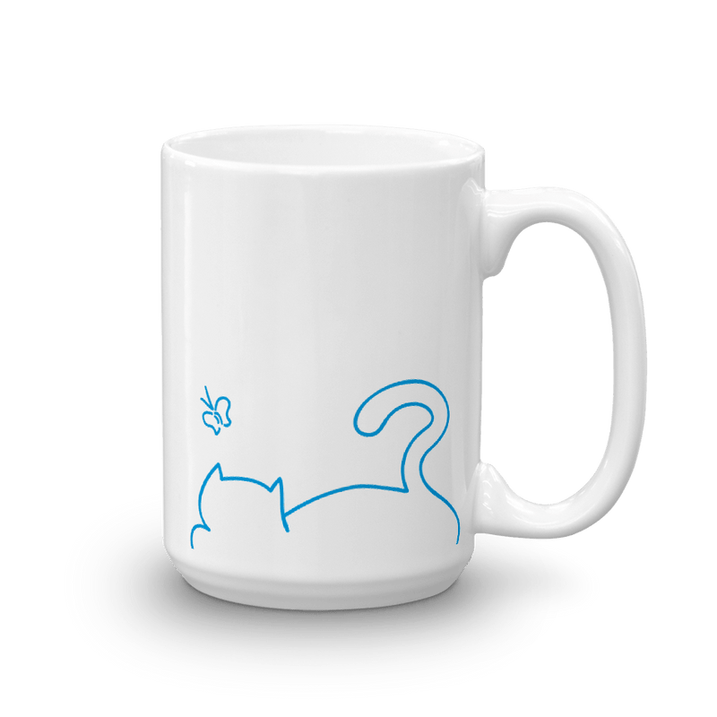 Minimalist Cat 'Relax' Simple Mug
