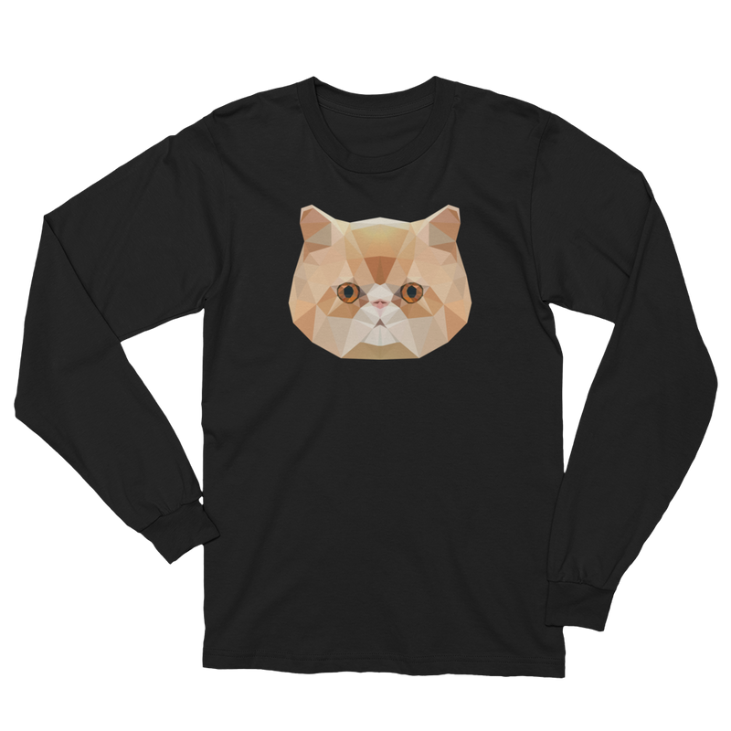 Color-Me Cat Persian Unisex Long Sleeve T-Shirt in Black