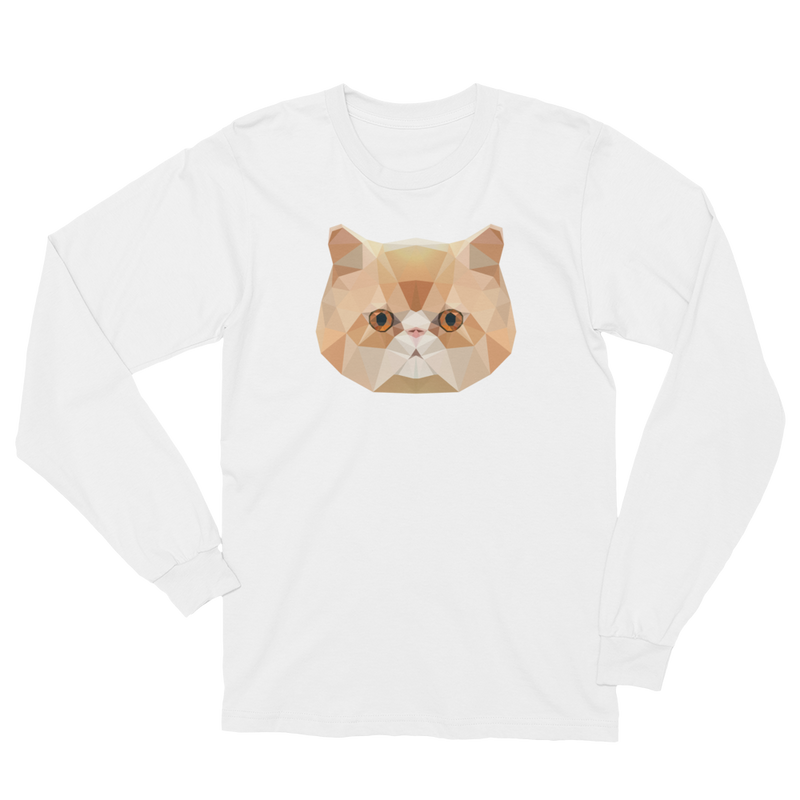 Color-Me Cat Persian Unisex Long Sleeve T-Shirt in White