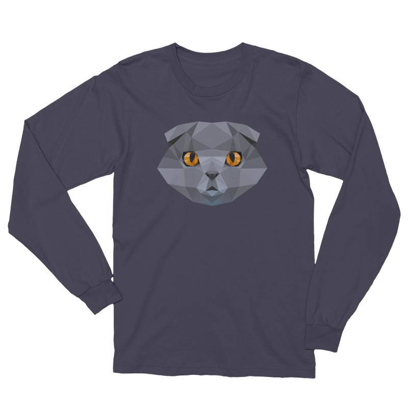 Color-Me Scottish Fold Unisex Long Sleeve T-Shirt in Dark Gray