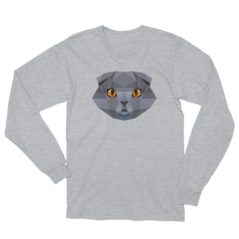 Color-Me Scottish Fold Unisex Long Sleeve T-Shirt in Gray