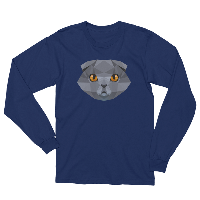 Color-Me Scottish Fold Unisex Long Sleeve T-Shirt in Navy