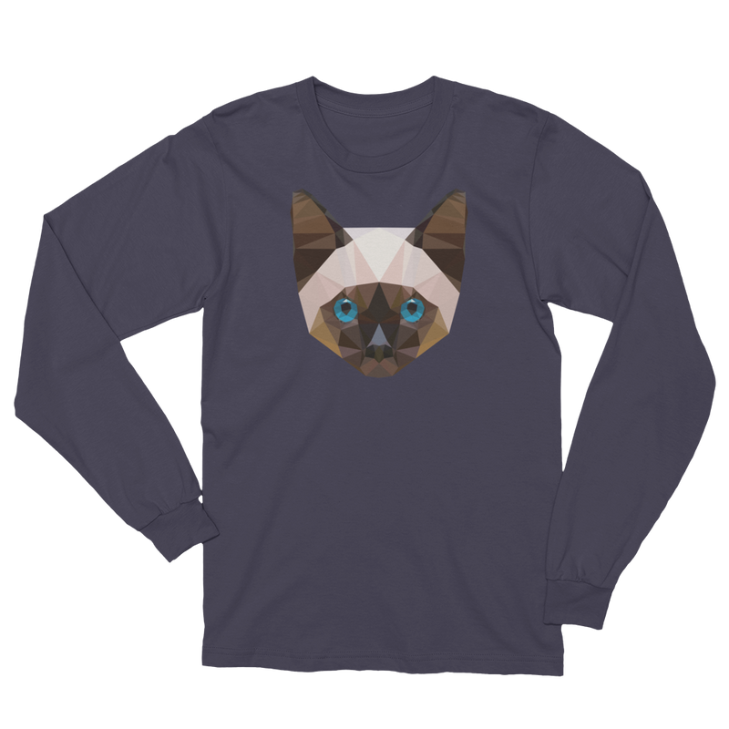 Color-Me Cat Siamese Unisex Long Sleeve T-Shirt in Dark Gray