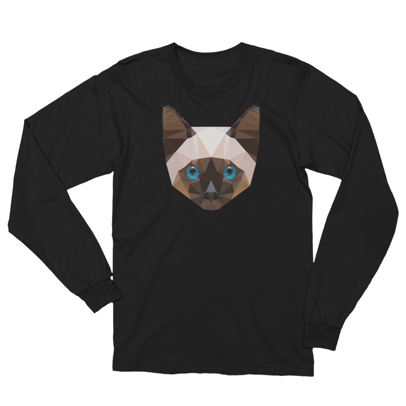 Color-Me Cat Siamese Unisex Long Sleeve T-Shirt in Black