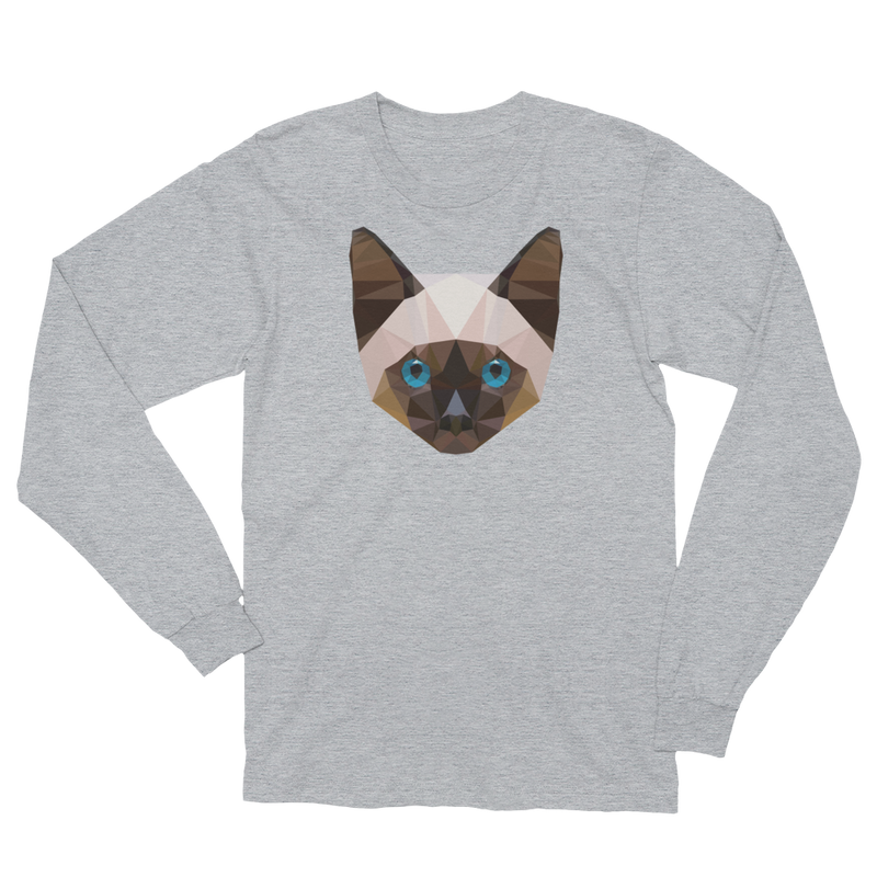 Color-Me Cat Siamese Unisex Long Sleeve T-Shirt in Gray