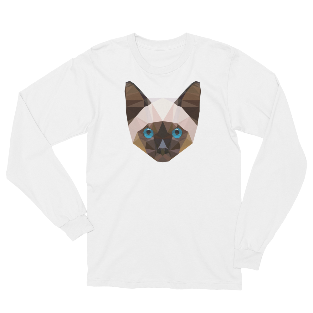 Color-Me Cat Siamese Unisex Long Sleeve T-Shirt in White