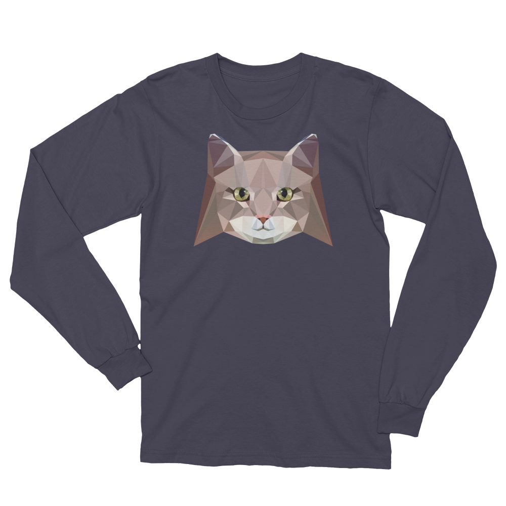 Color-Me Cat Siberian Unisex Long Sleeve T-Shirt in Dark Gray