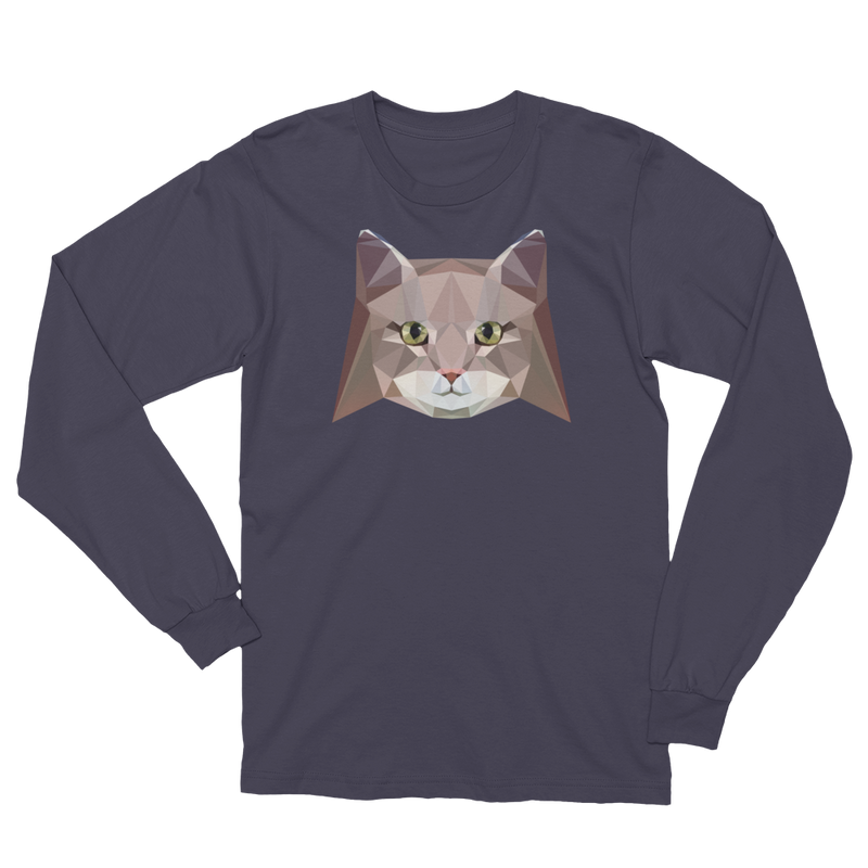 Color-Me Cat Siberian Unisex Long Sleeve T-Shirt in Dark Gray