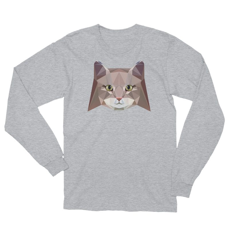 Color-Me Cat Siberian Unisex Long Sleeve T-Shirt in Gray