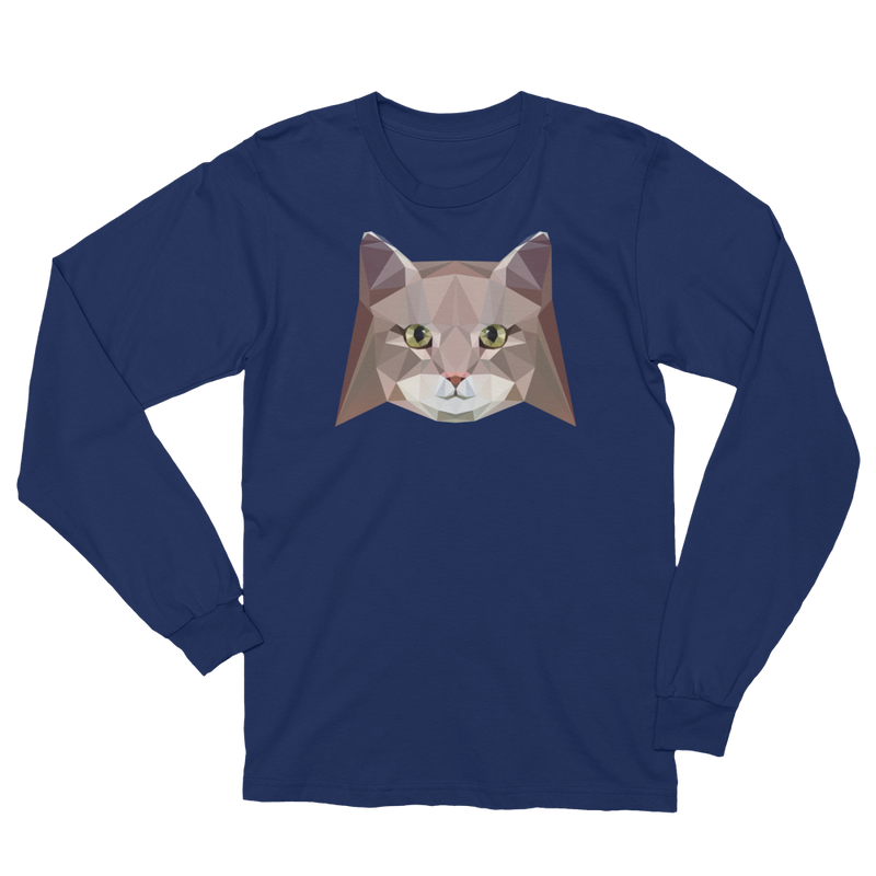 Color-Me Cat Siberian Unisex Long Sleeve T-Shirt in Navy