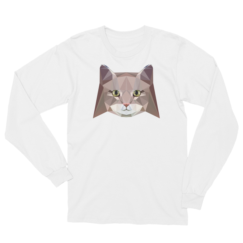 Color-Me Cat Siberian Unisex Long Sleeve T-Shirt in White