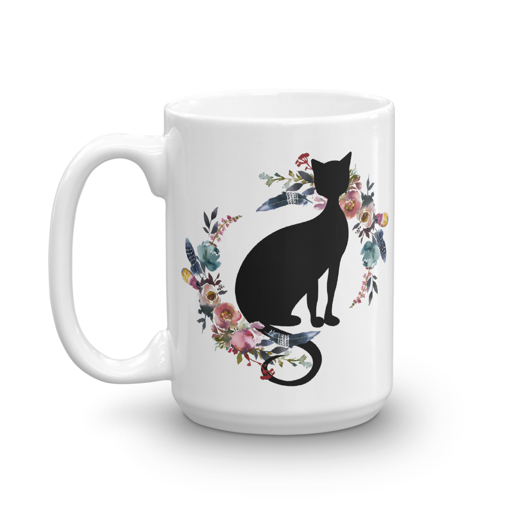 Floral Cat Sweetest Cat Mug in Right View