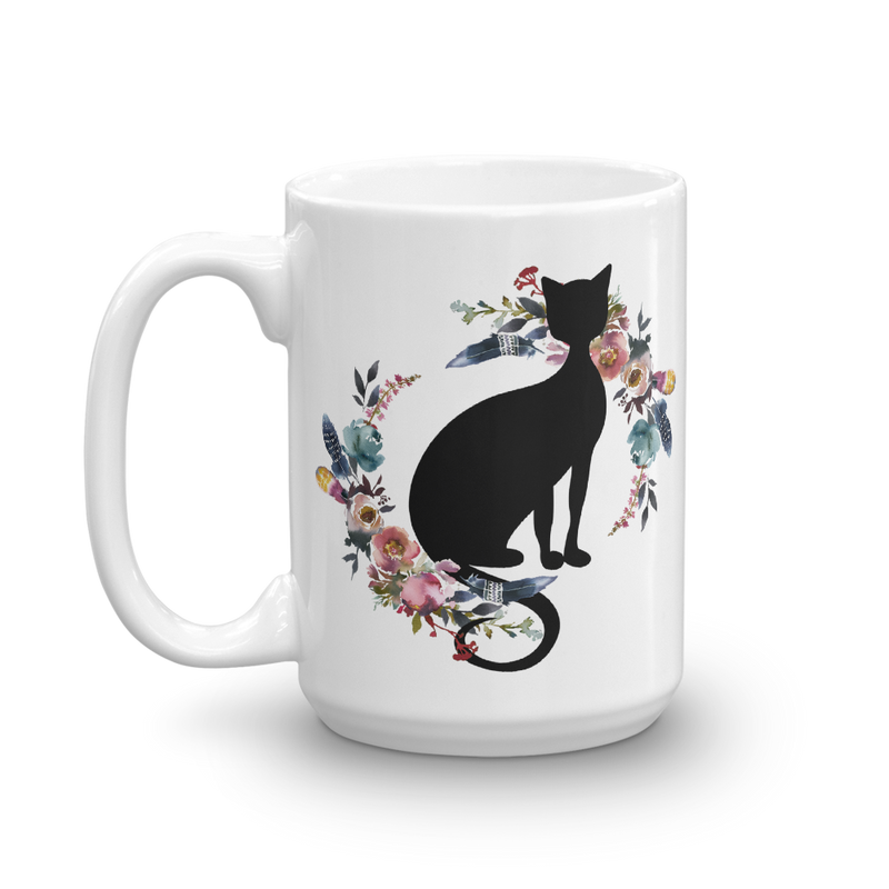 Floral Cat Sweetest Cat Mug in Right View