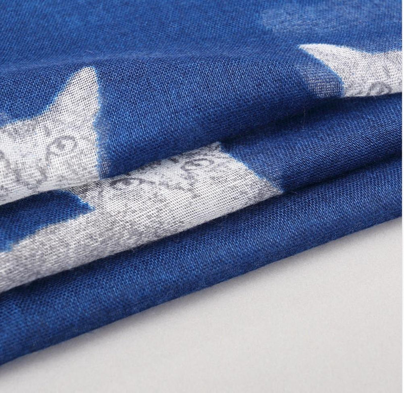 Pattern Cat 'Navy with White Cat' Lightweight Scarf