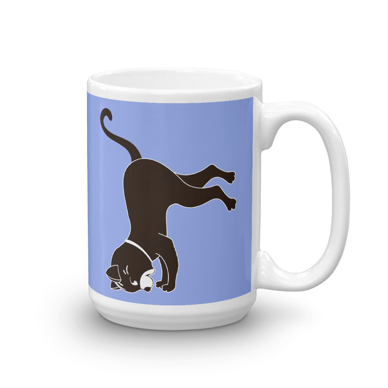 Yoga Cat Headstand Mug in 15oz Mauve